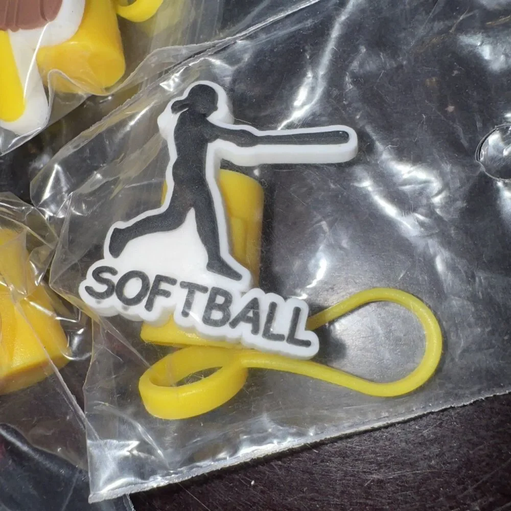 Straw Toppers Sports Baseball Softball Stanley Set/4